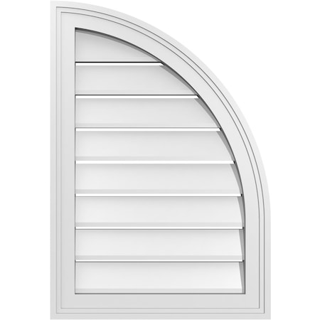 Quarter Round Top Right Surface Mount PVC Gable Vent W/ 2W X 2P Brickmould Sill Frame, 18W X 26H